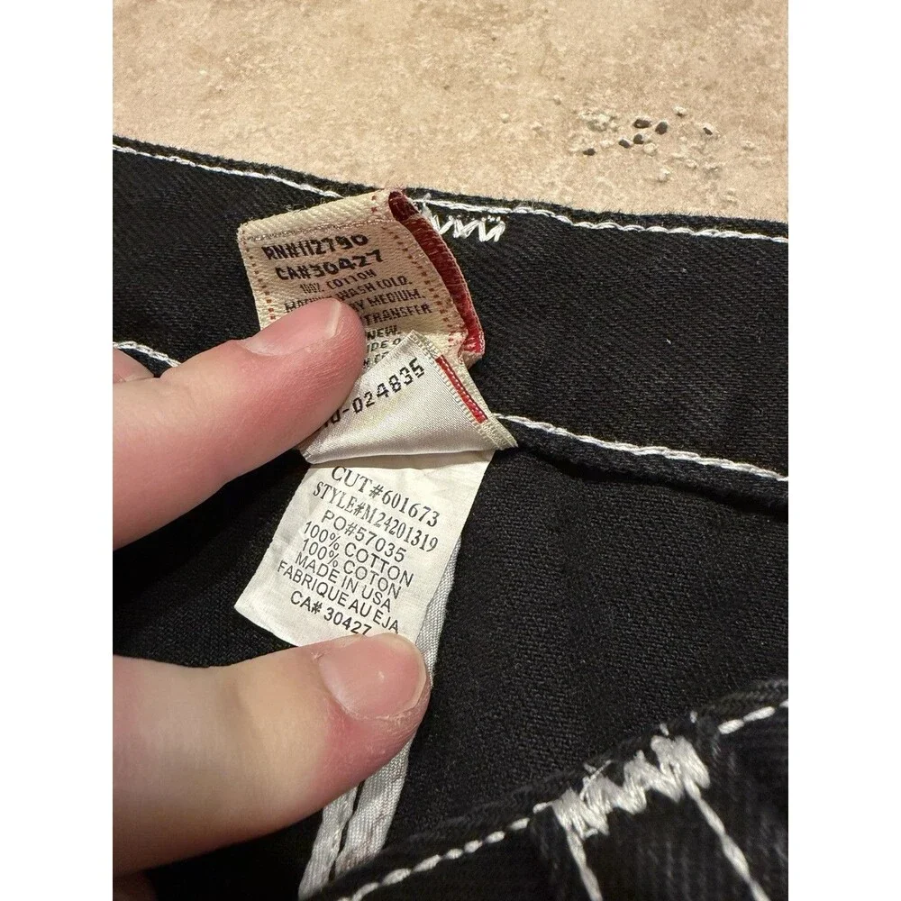 True Religion Jeans Men 36x32 Joey Super T Black Denim USA Made Rope Flap Pocket - Picture 7 of 11